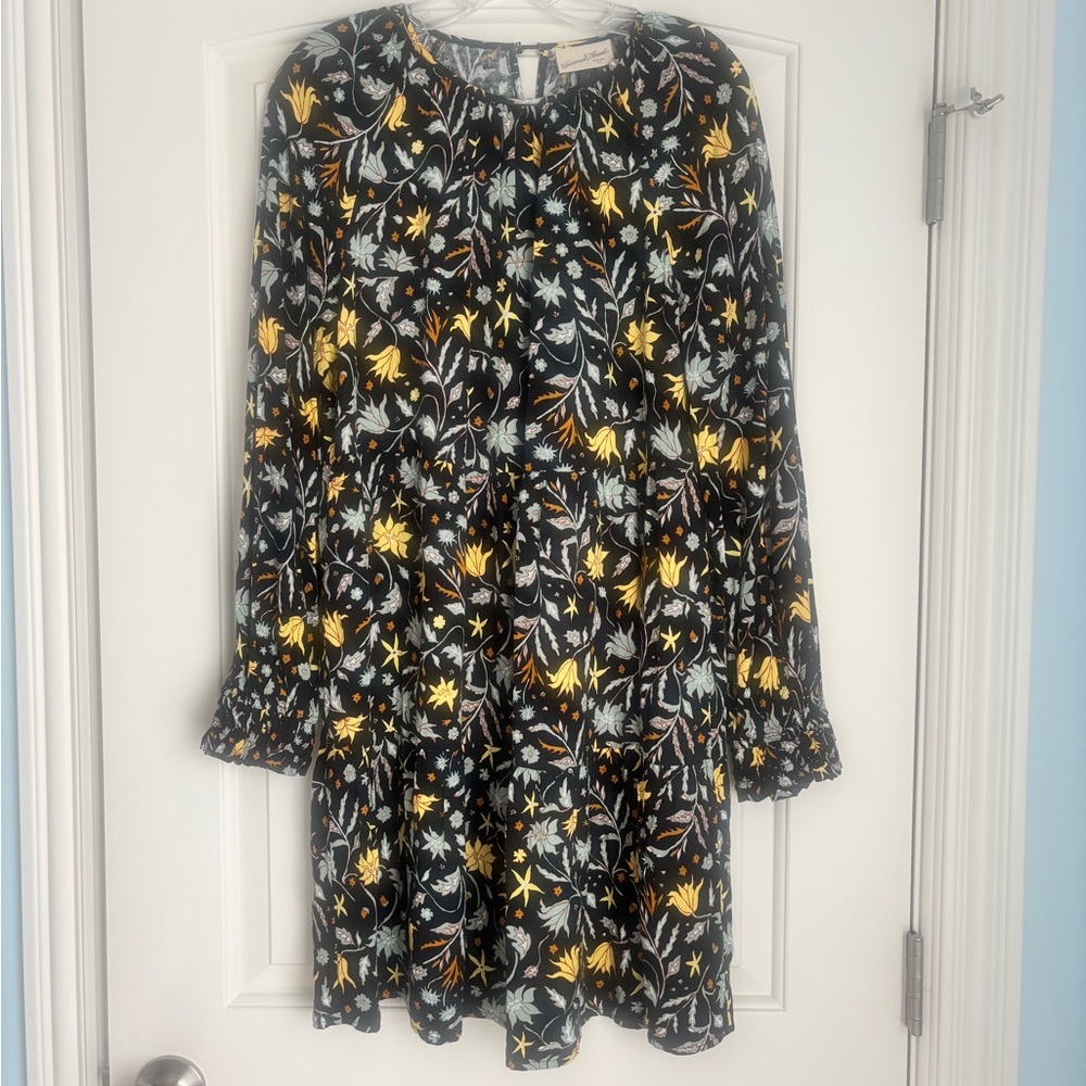 Universal Thread Womens S Floral Dress - Black and Yellow